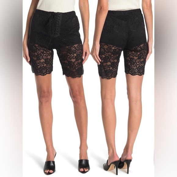 NWT UNRAVEL Lace-Up Cyclist Biker Shorts Black US 27 - Picture 1 of 4